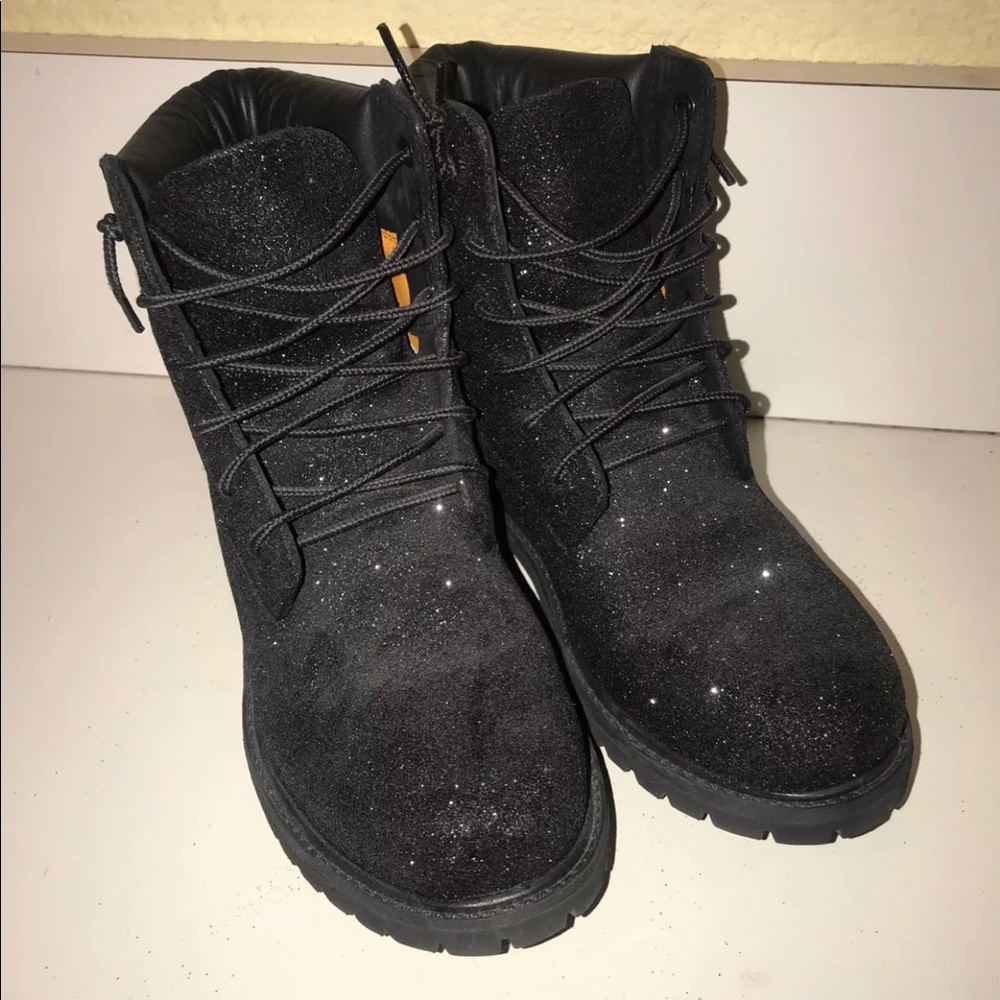 Custom black sparkle Timberlands